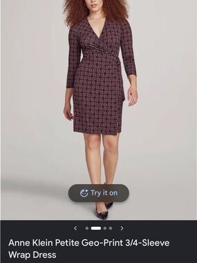 Women’s Burgundy Patterned Faux Wrap Long Sleeve Dress
